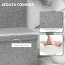 Panca Contenitore 76x50x73 cm con Schienale e Vano da 77L Rivestimento in Tessuto Grigio      