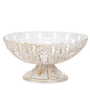 Coppa Decorativa con Intarsi 32 cm in Metallo Bianco e Oro