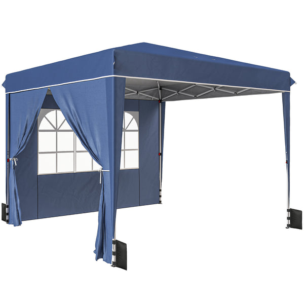 acquista Gazebo Pieghevole 3x3 m con Pareti e Altezza Regolabile Protezione UV 50+ Blu Scuro
