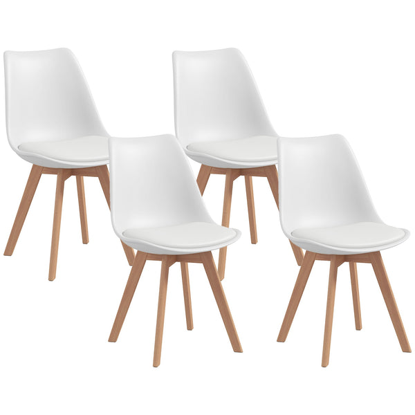 Set 4 Sedie Stile Nordico in Plastica con Cuscino in Finta Pelle 47x58x81 cm Bianco prezzo