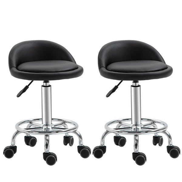 Set 2 Drehhocker mit Rollen 38 x 38 x 57-72 cm in schwarzem Kunstleder online