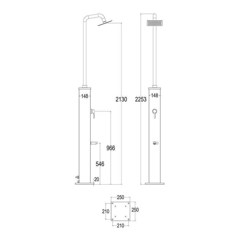 Doccia Solare da Giardino 26L Miscelatore e Lavapiedi Sined Dino Nera