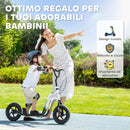 Monopattino per Bambini 5-12 Anni 129x52x80-88 cm Supporta fino a 50 Kg Telaio in Acciaio Bianco e Nero  
