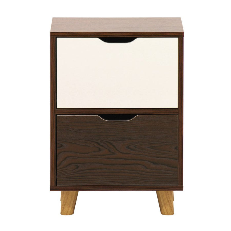 Comodino 2 Cassetti 39x30x55 cm  in Legno Effetto Zebrano