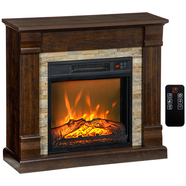 online Camino Elettrico da Terra 80x21,6x67,8 cm con Timer Effetto Fiamma e Temperatura Regolabile in Legno e Metallo Marrone