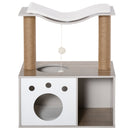 Albero Tiragraffi per Gatti 60x37x74 cm con Cuccia in Legno Marrone Chiaro