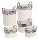 Set 2 Portabiancheria e 3 Ceste Veronica Tonde in Poliestere