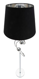 Lampada da Terra Argento Ball Ø37x169 cm in Ferro PVC e Tessuto Argento e Nero