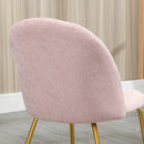 Set 2 Sedie Imbottite 55,5x59x81 cm in Tessuto Effetto Lino Rosa e Oro