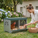 Nido per Galline Ovaiole 54,5x42,5x35,5 cm a 2 Aree con Base Rialzata Tetto e Fori di Ventilazione in Acciaio Argento      