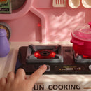 Cucina Giocattolo per Bambini 3-6 Anni 67x25x87 cm con Luci Suoni Fornello Lavello Rubinetto e Cappa in Plastica Rosa      