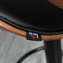 Set 2 Sgabelli da Bar con Schienale 53x52x92-112 cm in Legno e Finta Pelle Nero  