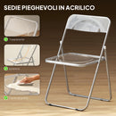 Set 4 Sedie Pieghevoli Salvaspazio 47x48x75 cm in Acciaio e Acrilico Trasparente   