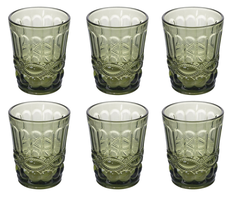 Set 6 Bicchieri Acqua Nobilis in Vetro VdE Tivoli 1996 Verde scuro