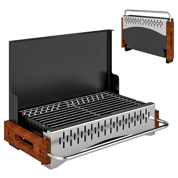 Barbecue Portatile a Carbone con Vaschetta Rimovibile, in Acciaio Inox e Metallo, 50.5x34x33 cm, Nero online
