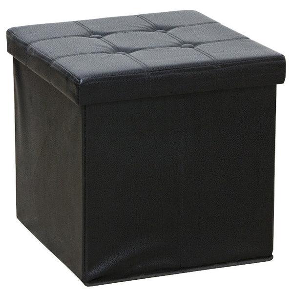 Hocker mit Aufbewahrung 38 x 38 x 38 cm in schwarzem Bauer-Aufbewahrungs-Kunstleder sconto