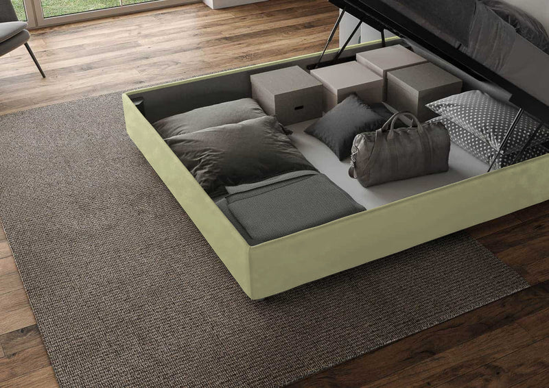 Letto 1 Piazza E Mezzo Imbottito in Microfibra Agueda Tè Verde Varie Misure