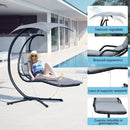 Sedia Dondolo Pensile Relax Chaise Longue di Lusso con Tettuccio Grigio 