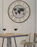 Orologio da Muro World Dark Ø70x5 cm in Ferro e MDF