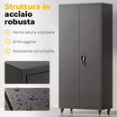 Armadio Portautensili 80x40x180 cm con Serratura Ruote Rimovibili e Ripiani Regolabili in Acciaio Nero      