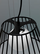 Lampada a Sospensione Ø20/35xH120 cm in Metallo Cage Nero