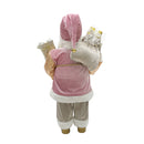 Babbo Natale Abito Rosa Glitter H60 cm con Mini Lucciole e Suoni