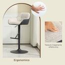 Set 2 Sgabelli Girevoli Imbottiti ad Altezza Regolabile con Schienale 52,5x53x86,5-108 cm Nero e Grigio Chiaro   