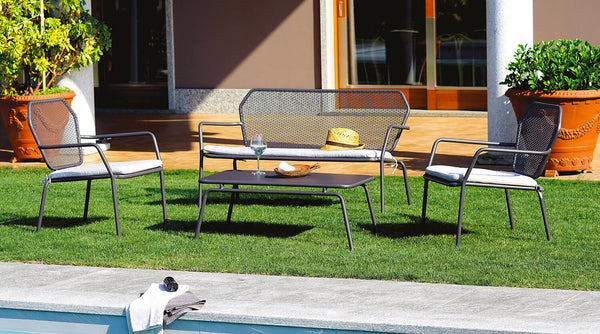 Iron Garden Lounge Set Sofa 2 Sessel und Vorghini Boleto Anthrazit Couchtisch acquista