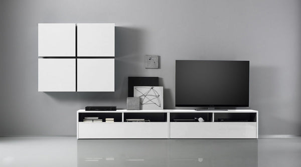 online Ausgestattete Wohnzimmerwand mit 4 Hängemöbeln 2 TV-Schränken 335x41x176cm TFT Boost weiß