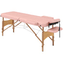 Lettino da Massaggio Pieghevole 210x81x67-92A cm con Poggiatesta Regolabile e Borsa di Trasporto in Legno e PVC Rosa      