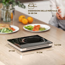 Piastra a Induzione 31x27x4,2 cm Potenza e Temperatura Regolabile con Pannello Touch in Plastica e Vetro Nero  