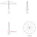 Ombrellone da Giardino Ø2,5 m Palo Ø48 mm in Legno Telo in Acrilico Danieli Havana Ecrù