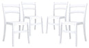 Set 4 Sedie da Giardino in Polipropilene Vandi Bianche