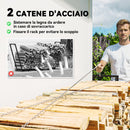 Legnaia da Esterno 235x31x116 cm con Telo Impermeabile e Struttura Regolabile in Metallo Nero      