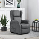 Poltrona Reclinabile Alzapersona 74x94x111 cm con Telecomando in Tessuto Effetto Lino Grigio Scuro 