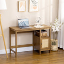 Scrivania da Ufficio 110x48x76 cm in Legno e Rattan Noce