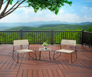 Set Salotto da Giardino 2 Poltrone e Tavolino in Acciaio e Textilene Cannes Marrone e Beige