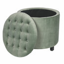 Pouf Poggiapiedi Contenitore Ø55x55 cm in Velluto Soriani Verde Tiffany