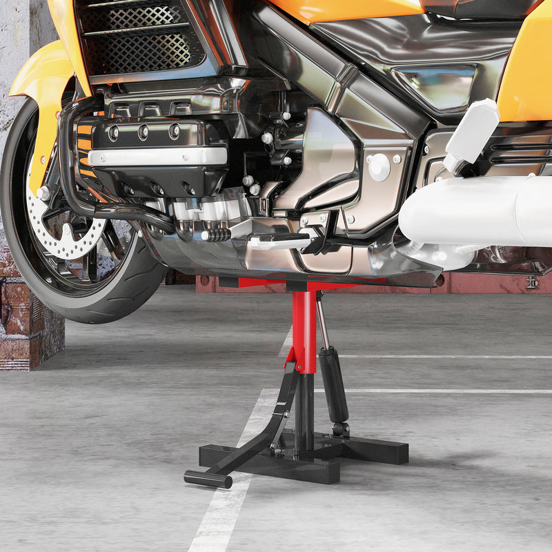 Cavalletto per Moto Capacità 150 kg Altezza Regolabile in Acciaio Rosso  