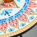 Tavolo da Giardino Tondo Ø60cm in Metallo e Mosaico Rosso      
