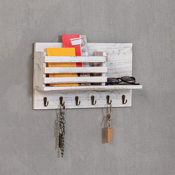 online Schlüsselbrett aus Holz 40x8x23 cm Docks Weiß