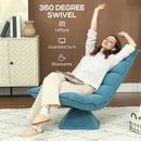 Poltrona Relax Girevole 62x70x95 cm con Schienale Regolabile in 5 Posizioni Effetto Velluto e Acciaio Blu      