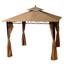 Gazebo da Giardino in Acciaio Top in Poliestere con Tende 3x3m Texas