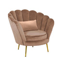 Poltrona a Conchiglia 78x73x78 cm in Velluto Vintage Piedi Oro Sofia Marrone