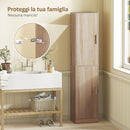 Mobile Colonna Bagno 40x35x180 cm a 2 Armadietti con 6 Ripiani Regolabili in Legno Color Legno      