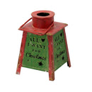 Lanterna metallo verde rosso christmas quadro cm 10,5x10,5xh16