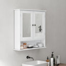 Armadietto Pensile da Bagno 56x13x58 cm con 2 Ante a Specchio e Ripiano Aperto Bianco      