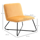 Poltrona Imbottita 55x69x68 cm in Velluto Giallo