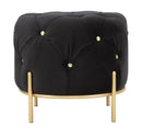 Puff Diamond Glam Nero Ø45x40 cm in Ferro e MDF e Spugna e Poliestere Nero e Oro