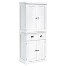 Credenza Cucina 76x40,5x184 cm con Armadietti e 1 Cassetto Bianco
